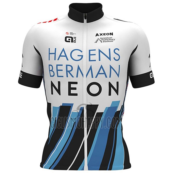 Axeon Hagens Berman Cycling Jersey Bib Short 2017 Men Short Sleeve White and Black